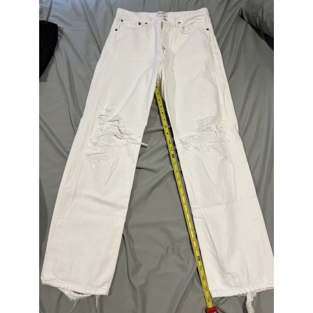 Agolde Women's Distressed White Jeans Size 27 Button Fly‎